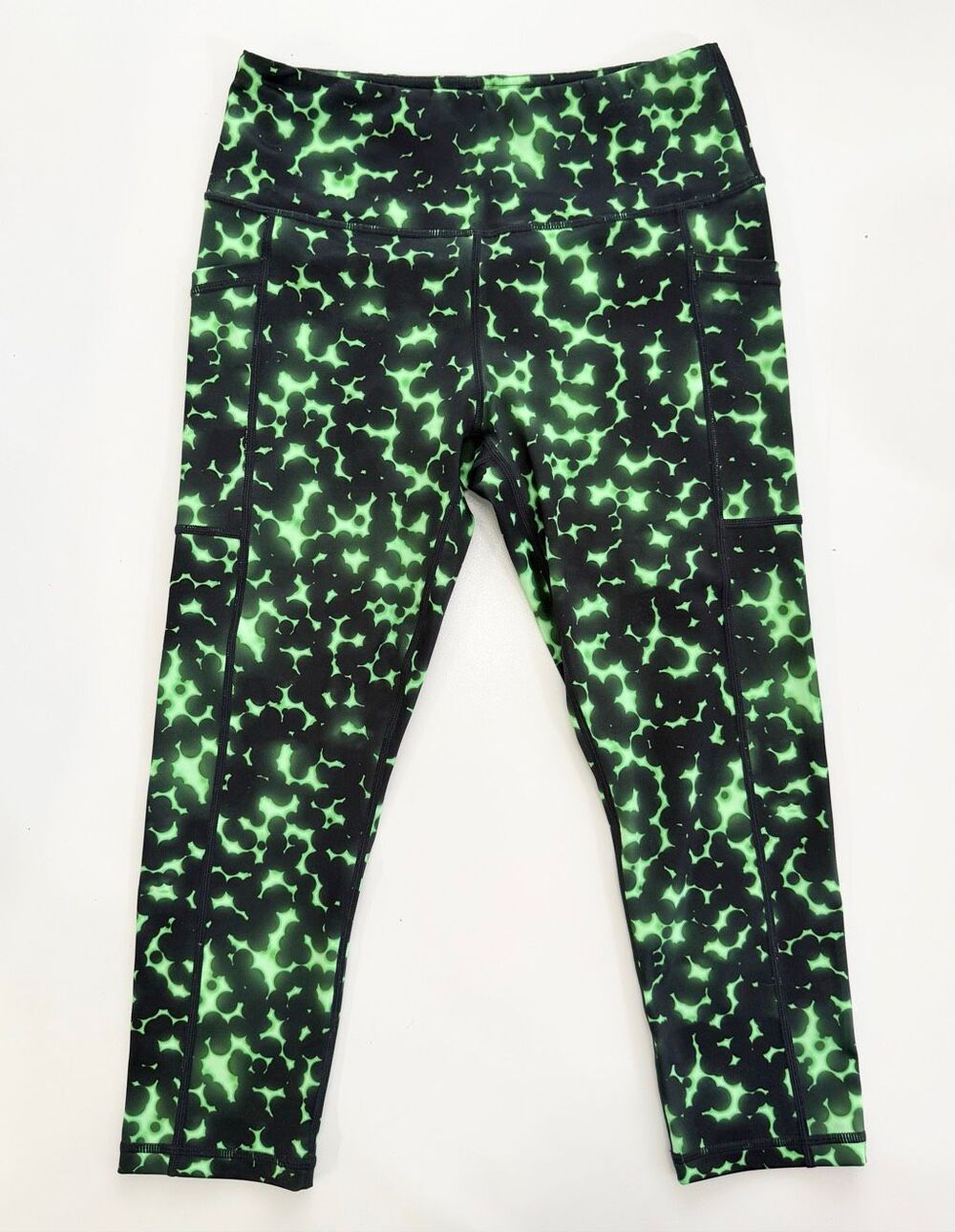 CVG Constantly Varied Gear Radioactive Cropped Leggings Small Green Black Neon - Picture 2 of 5